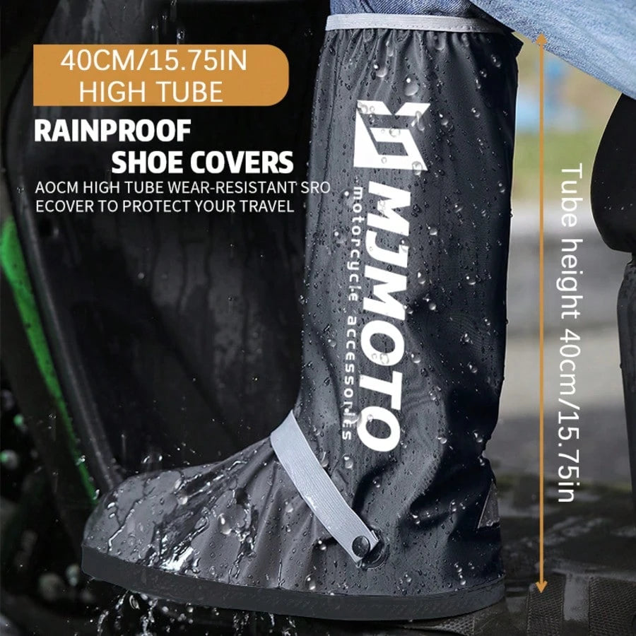 MJMOTO 1 Pair Waterproof Non-Slip Silicone Shoe High Elastic Wear-Resistant Unisex Rain Boots For Outdoor Rainy Day Reusable Shoe Cover