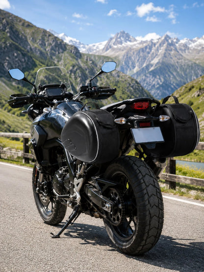 Motorcycle Waterproof Expandable 58L Hard Shell Carbon Fiber Side Bag/Pannier, Universal Side Bag/Tail Bag/Helmet Bag, With Reflective Strips And Quick Release Design, Suitable For Cruiser, Touring, S