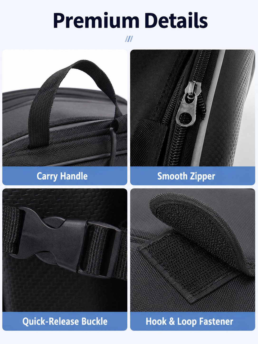 Motorcycle Waterproof Expandable 58L Hard Shell Carbon Fiber Side Bag/Pannier, Universal Side Bag/Tail Bag/Helmet Bag, With Reflective Strips And Quick Release Design, Suitable For Cruiser, Touring, S