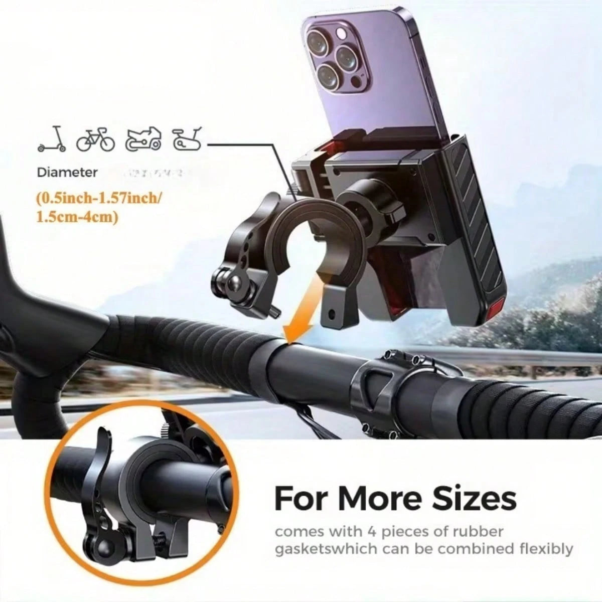 Mount For Holding Phones On Motorcycles, Bicycles, And Scooters, Rotatable Phone Stand For 4.7-7 Inch Devices, Designed To Avoid Obstructing The Camera, Optimal View.