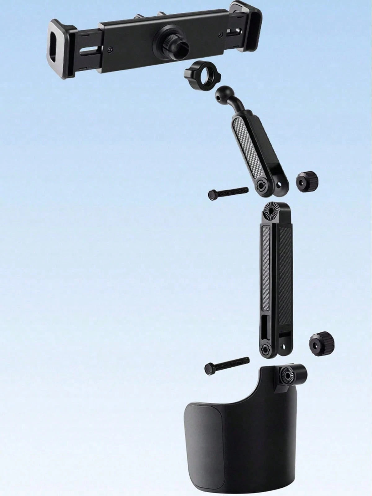 Multi-Angle Car Cup Holder Tablet & Phone Mount, 2-In-1 Dual Device Navigation Stand, Vertical & Horizontal Screen Switching, Compatible With 4-12 Inch All Smart Devices