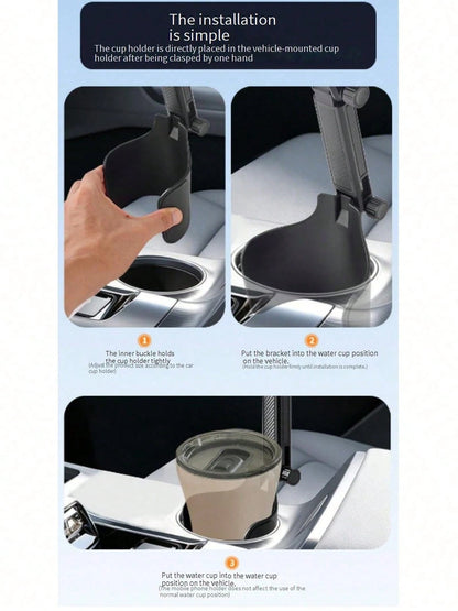 Multi-Angle Car Cup Holder Tablet & Phone Mount, 2-In-1 Dual Device Navigation Stand, Vertical & Horizontal Screen Switching, Compatible With 4-12 Inch All Smart Devices