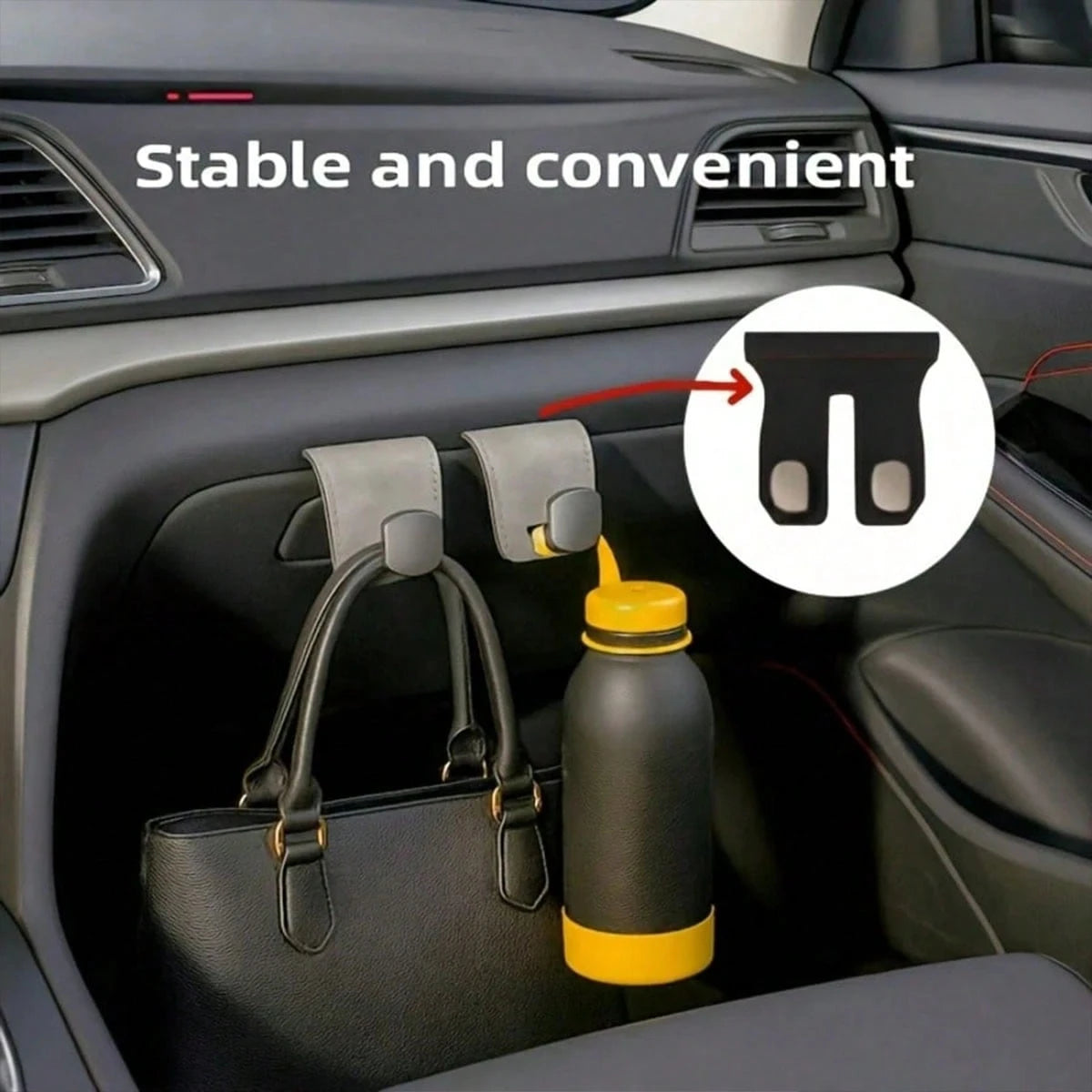 Multi-Function Car Storage Hook, Car Glove Box Storage Hook, Adjustable Roller Buckle, Hidden Decorative Double Hook, Multi-Function Car Storage Device, Strong Load-Bearing Capacity, Rear Seat Storage