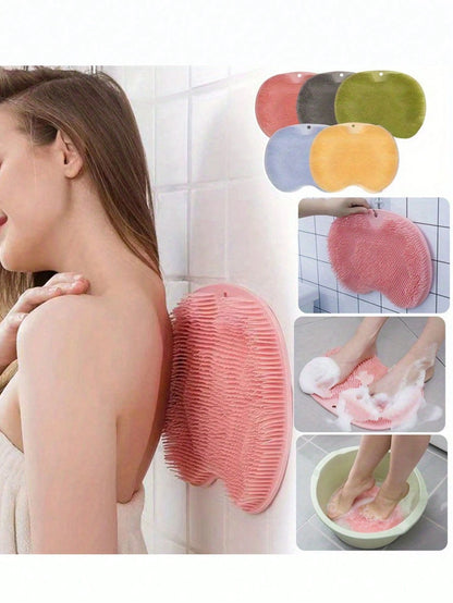 Multi-Piece Set, Home Bath Brush, Silicone Bath Massage Pad With Suction Cup, Foot And Back Shower Cleaning Brush, Wall-Mounted Back Cleaning Brush, Non-Slip Suction Cup Back Brush, Deep Cleansing Bod