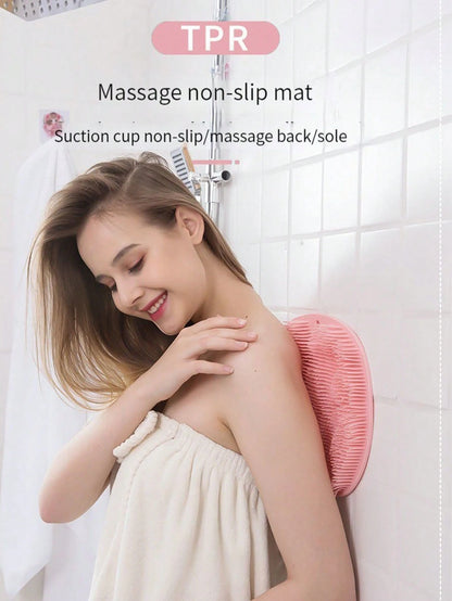 Multi-Piece Set, Home Bath Brush, Silicone Bath Massage Pad With Suction Cup, Foot And Back Shower Cleaning Brush, Wall-Mounted Back Cleaning Brush, Non-Slip Suction Cup Back Brush, Deep Cleansing Bod