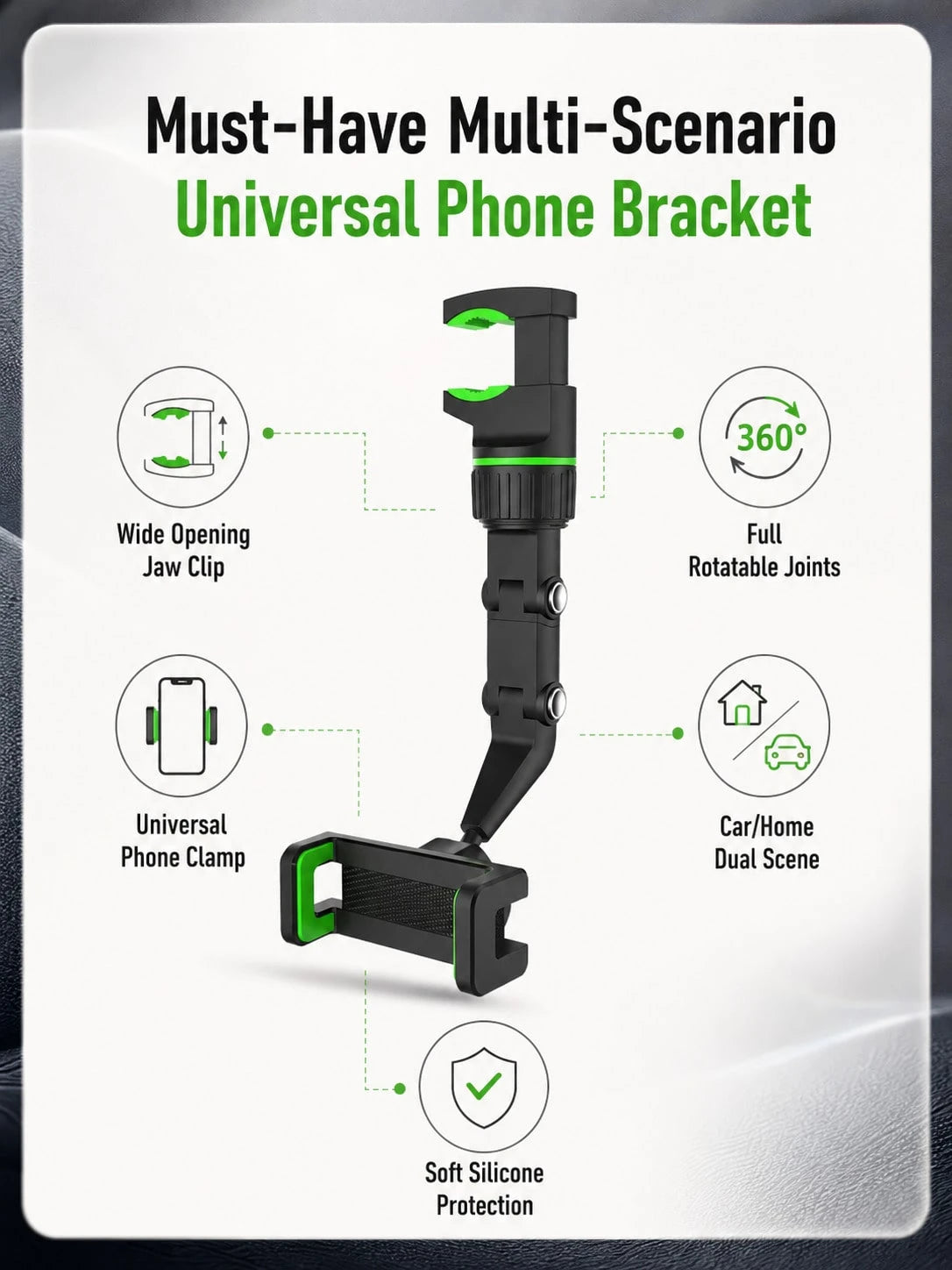 Multifunctional 360° Rotating Floating Phone Holder, Suitable For Car, Desk, Kitchen And Other Scenes