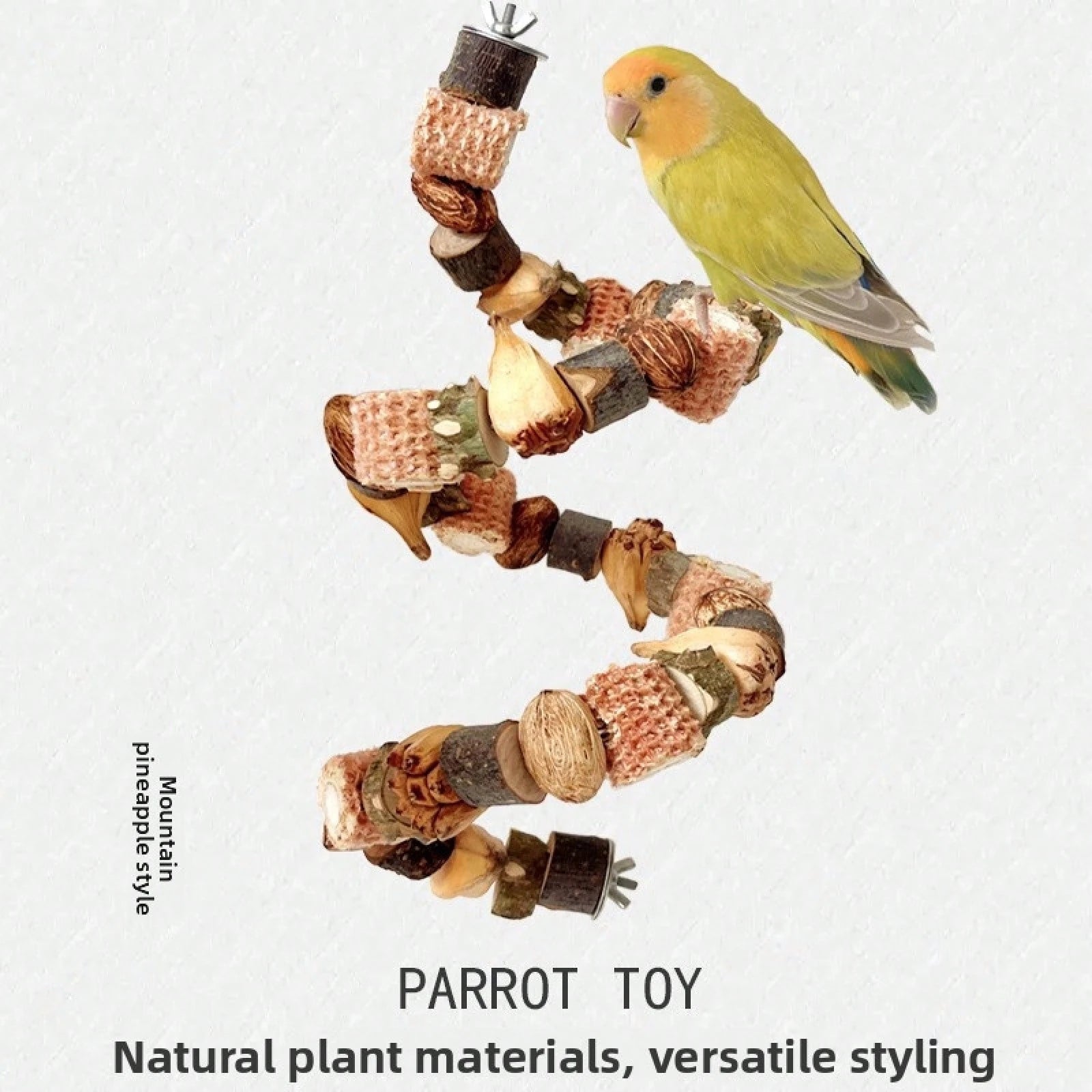 Multifunctional Bird Cage Toy Pine Cone Nut Wooden Chew String Climbing Ladder Beak Grinding Entertainment Toy For Parrots