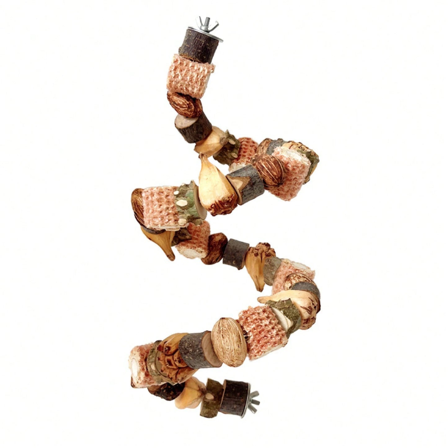 Multifunctional Bird Cage Toy Pine Cone Nut Wooden Chew String Climbing Ladder Beak Grinding Entertainment Toy For Parrots