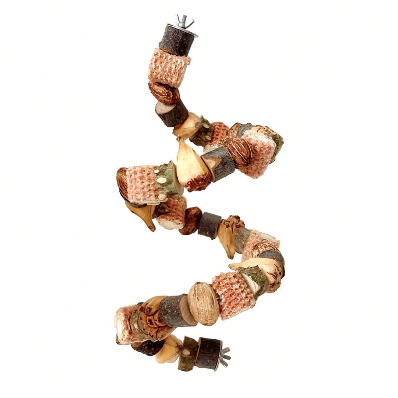 Multifunctional Bird Cage Toy Pine Cone Nut Wooden Chew String Climbing Ladder Beak Grinding Entertainment Toy For Parrots