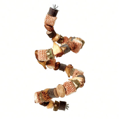 Multifunctional Bird Cage Toy Pine Cone Nut Wooden Chew String Climbing Ladder Beak Grinding Entertainment Toy For Parrots