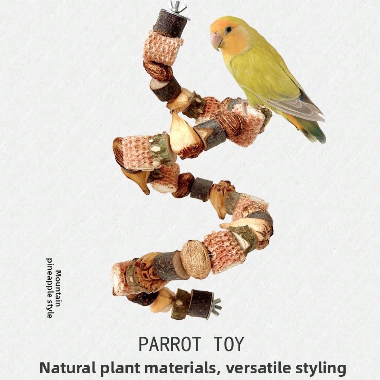 Multifunctional Bird Cage Toy Pine Cone Nut Wooden Chew String Climbing Ladder Beak Grinding Entertainment Toy For Parrots