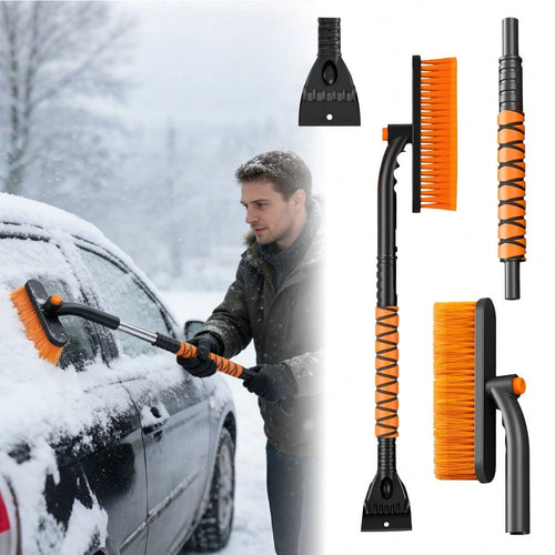 Multifunctional Telescopic Snowplow For Winter, Vehicle Snowplow, Extended Handle + Non-Slip Grip, Foldable And Compact For Easy Storage.