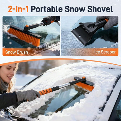 Multifunctional Telescopic Snowplow For Winter, Vehicle Snowplow, Extended Handle + Non-Slip Grip, Foldable And Compact For Easy Storage.
