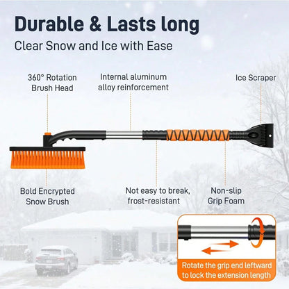 Multifunctional Telescopic Snowplow For Winter, Vehicle Snowplow, Extended Handle + Non-Slip Grip, Foldable And Compact For Easy Storage.