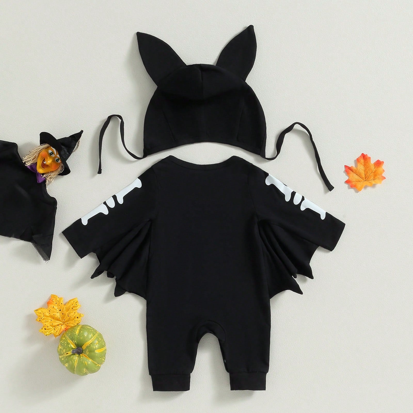 My First Halloween Bat Outfits Skeleton Jumpsuit Newborn Baby Boy Girl Halloween Outfit Bodysuit Romper With Hat