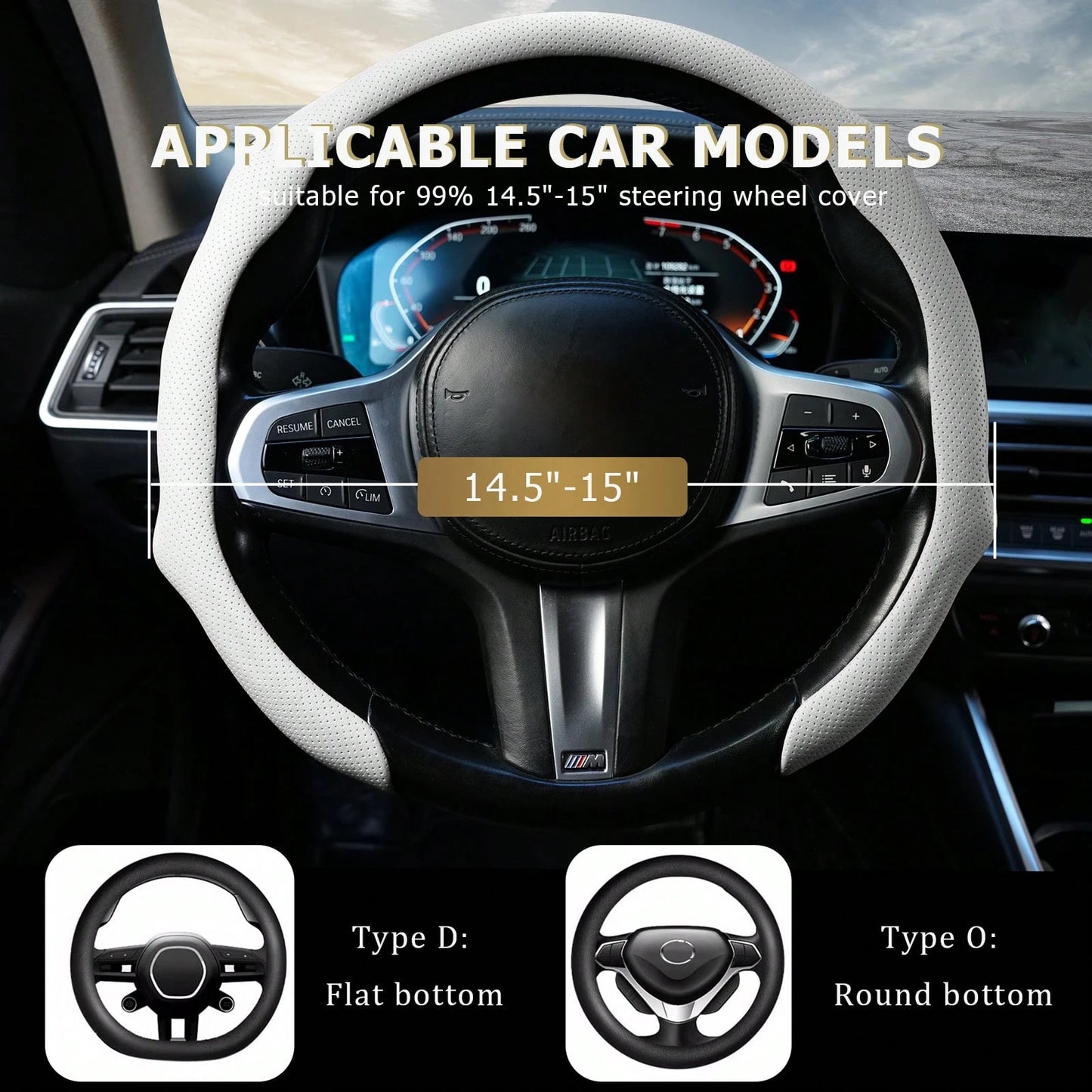 Napa Nappa Leather Steering Wheel Cover New Quick Turn Non-Slip Breathable Ultra-Thin Universal Grip Cover Suitable For Four Seasons Car Accessories Gift Fathersday