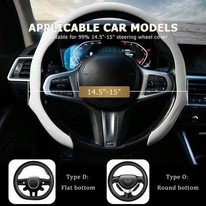 Napa Nappa Leather Steering Wheel Cover New Quick Turn Non-Slip Breathable Ultra-Thin Universal Grip Cover Suitable For Four Seasons Car Accessories Gift Fathersday