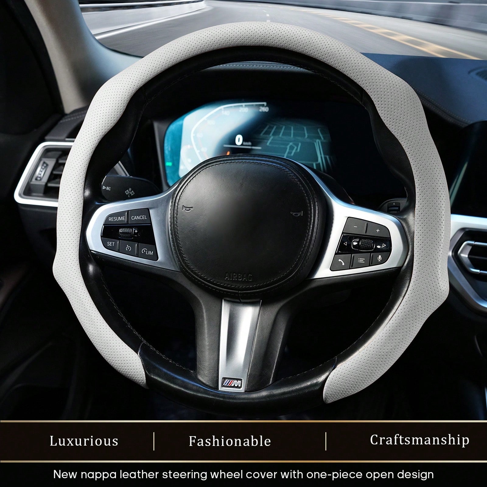 Napa Nappa Leather Steering Wheel Cover New Quick Turn Non-Slip Breathable Ultra-Thin Universal Grip Cover Suitable For Four Seasons Car Accessories Gift Fathersday