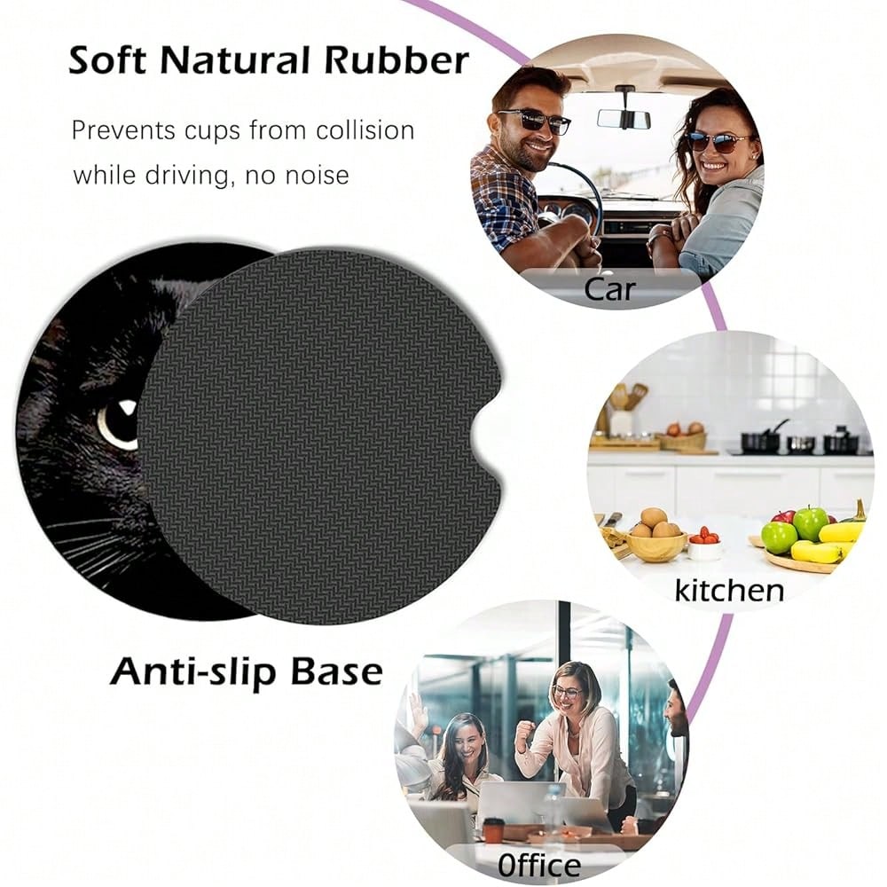 NEW- 2 Pack Car Coasters For Cup Holders,Brown Leopard Car Coasters,2.75" Universal Size Anti Slip Rubber Mat,Cheetah Cup Holder Decal,Cute Auto Accessories Interior For Women