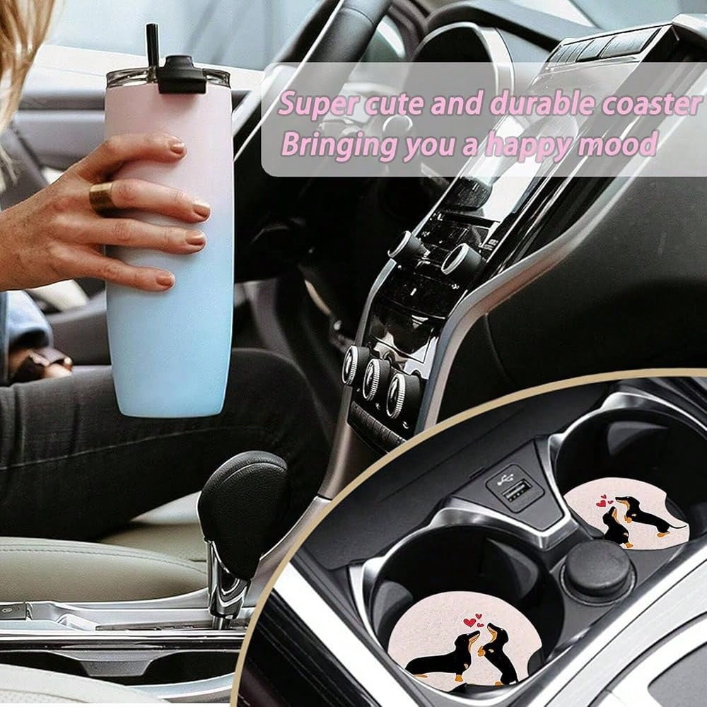 NEW- 2 Pack Car Coasters For Cup Holders,Brown Leopard Car Coasters,2.75" Universal Size Anti Slip Rubber Mat,Cheetah Cup Holder Decal,Cute Auto Accessories Interior For Women