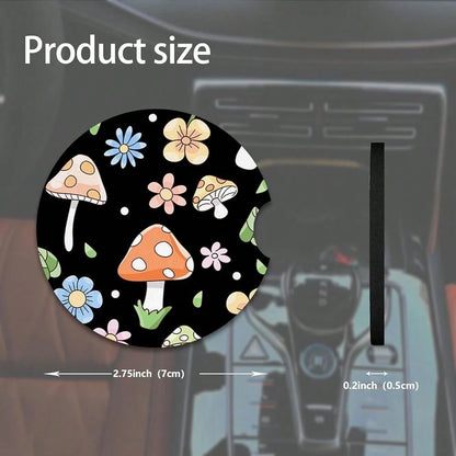NEW- 2pcs Cute Cat Car Coasters,Absorbent Universal Neoprener Cup Holder Coasters With A Finger Notch,Car Accessories For Women&Man Interior2.75" 2