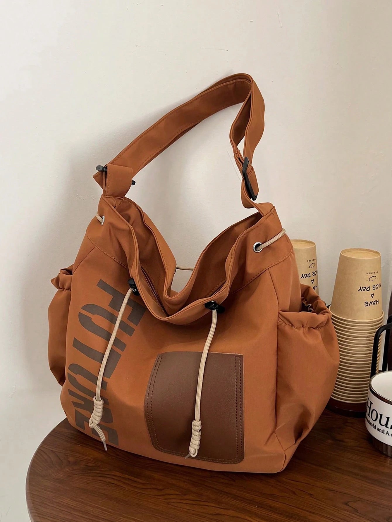 New Arrival Spring/Summer Solid Color Nylon 5-Pointed Star Decor Large Capacity Tote Bag, Women's Shoulder & Crossbody Bag For Students