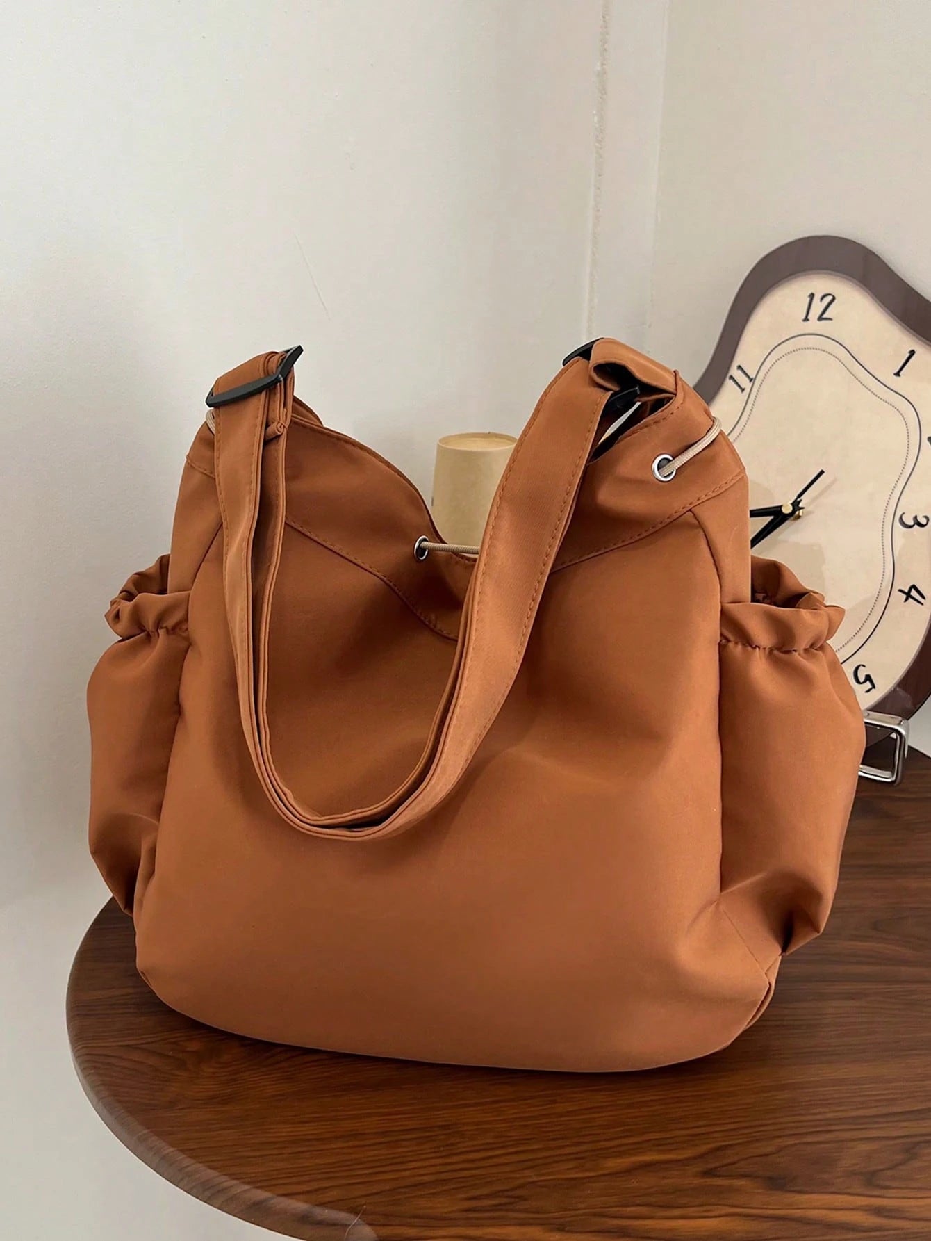 New Arrival Spring/Summer Solid Color Nylon 5-Pointed Star Decor Large Capacity Tote Bag, Women's Shoulder & Crossbody Bag For Students