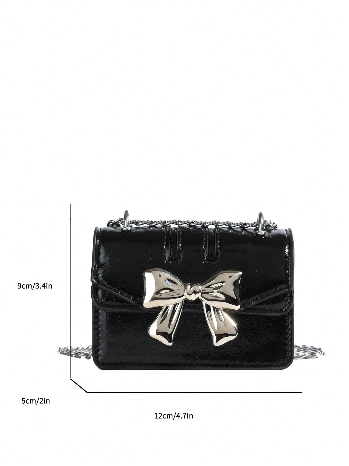 New Autumn/Winter Fashion Mini Square Bag, Bowknot Metal Decor, Flap Design, Dual Metal Chains, Compact & Lightweight, Minimalist Versatile. Suitable For Women's Casual Daily Use And Students, Can Be
