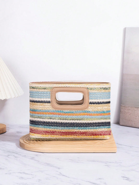 New European And American Style Woven Bag, Vacation Straw Bag, Travel Bag, Fashionable Portable Storage Bag, Beach Bag, Straw Handbag, Mini Straw Handbag, Straw Clutch, Straw Evening Bag, Summer Essen