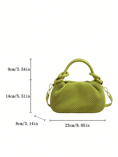 New Fashion Woven Solid Color Handbag, Single Handle Design, Adjustable Shoulder Strap, Can Be Worn On Shoulder Or Crossbody, Spacious Interior, Stylish And Practical, Can Hold Keys, Lipstick And Othe