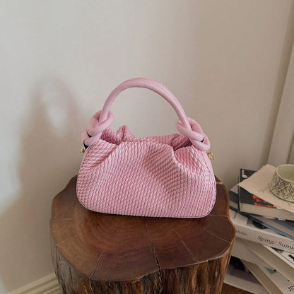 New Fashion Woven Solid Color Handbag, Single Handle Design, Adjustable Shoulder Strap, Can Be Worn On Shoulder Or Crossbody, Spacious Interior, Stylish And Practical, Can Hold Keys, Lipstick And Othe