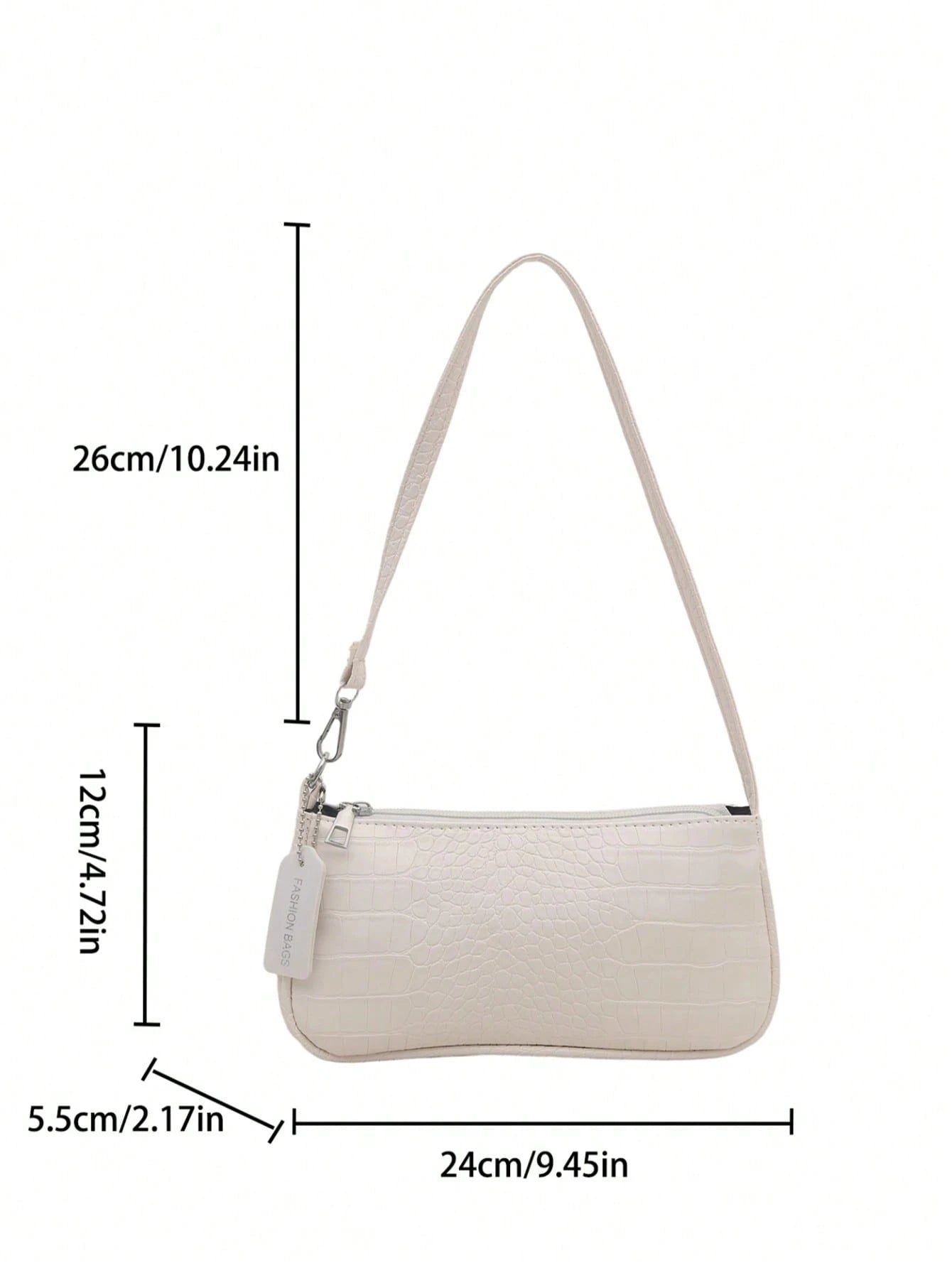 New Fashionable Versatile Textured Shoulder Bag, Underarm Handbag For Women, White Bag