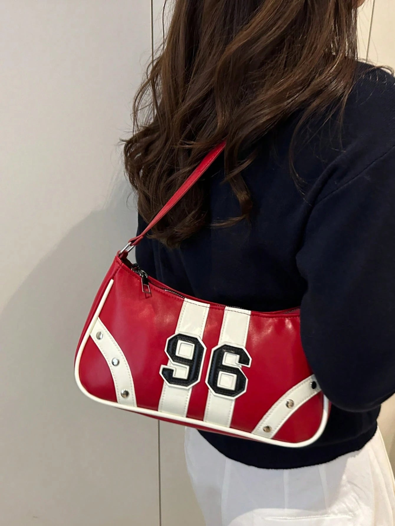 New Fashionable Versatile Textured Shoulder Bag, Underarm Handbag For Women, White Bag