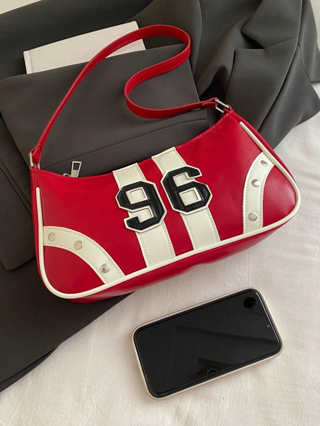 New Fashionable Versatile Textured Shoulder Bag, Underarm Handbag For Women, White Bag