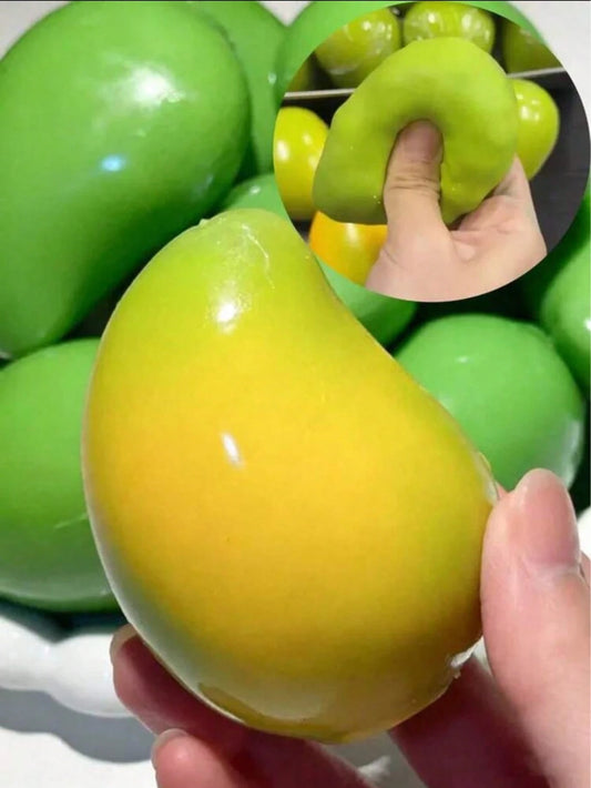 New Handmade Crunchy Mango Stress Ball Squeeze Toy, Color-Changing Mango Soft Silicone Stress Relief Ball, ASMR Sensory Stress Relief Toy, Party Favor