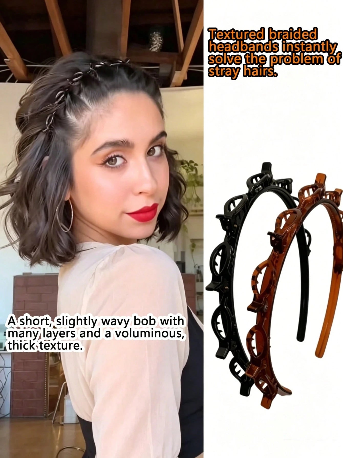 New Korean Style Hollow Woven Headband, Elastic Hair Tie, Bangs Clip, Hair Accessories, Women's Hair Accessories, Hairstyle Styling Tool, Beauty Product, Women's Curly Hair Accessories, Heatless Curls
