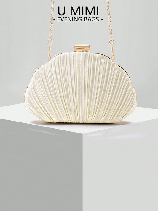 New Romantic Shell Clutch Bag, Ladies Evening Bag, Bridal Bag, Shoulder Bag With Chain, Wedding & Mother's Day Gift