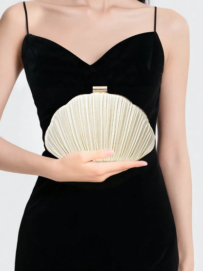 New Romantic Shell Clutch Bag, Ladies Evening Bag, Bridal Bag, Shoulder Bag With Chain, Wedding & Mother's Day Gift
