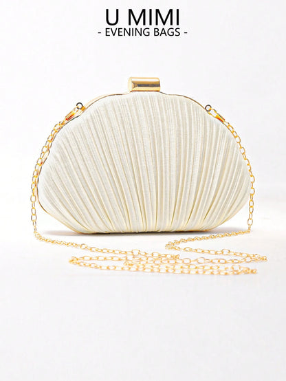 New Romantic Shell Clutch Bag, Ladies Evening Bag, Bridal Bag, Shoulder Bag With Chain, Wedding & Mother's Day Gift