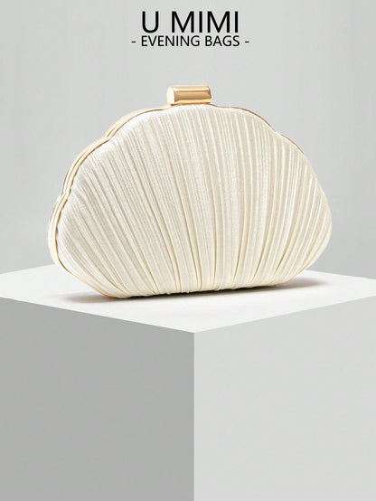New Romantic Shell Clutch Bag, Ladies Evening Bag, Bridal Bag, Shoulder Bag With Chain, Wedding & Mother's Day Gift