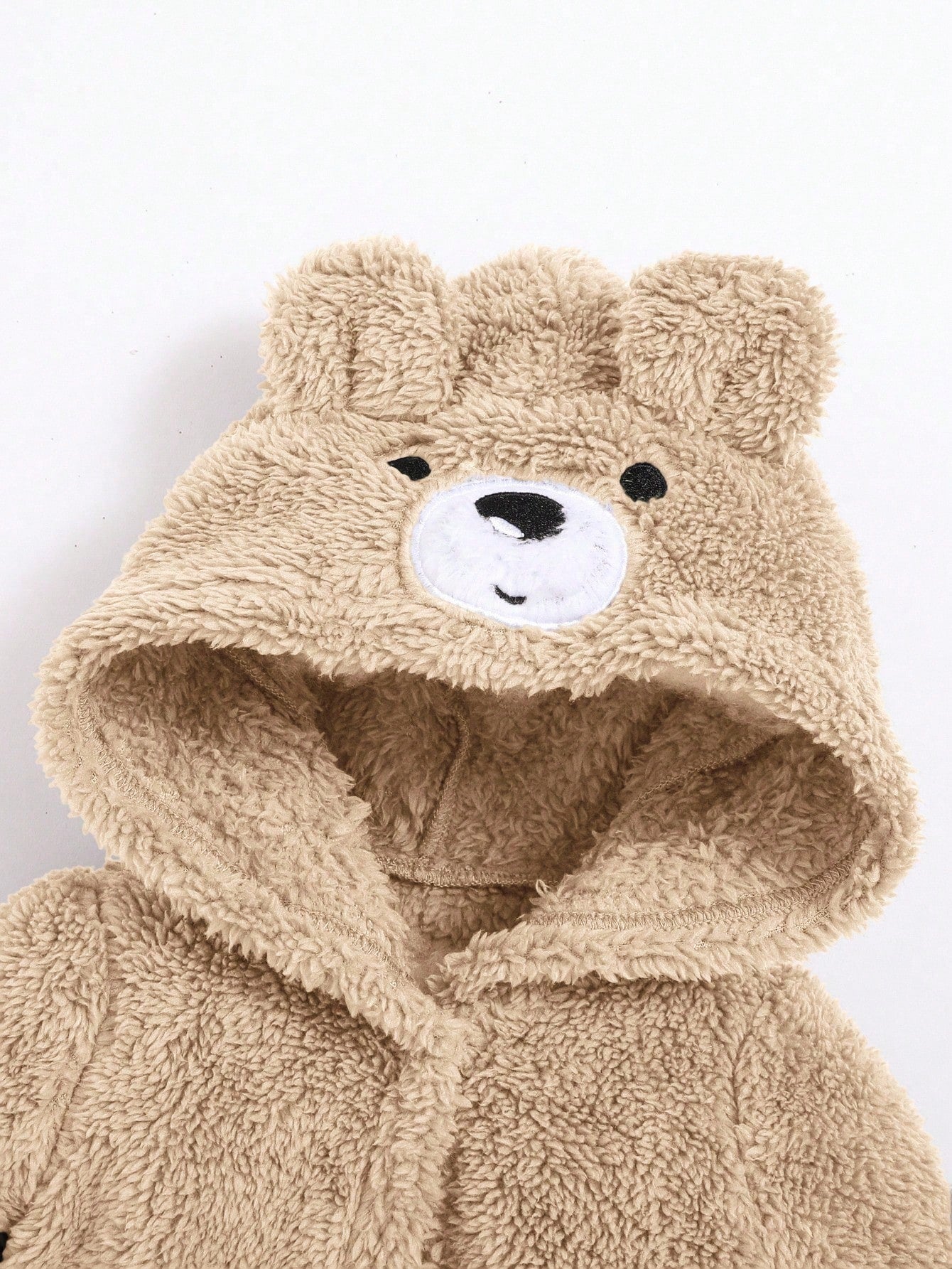 Newborn Baby Boy Cute Bear Embroidery Thickened Bathrobe With 3D Ears And Cinched Waist Autumn Winter