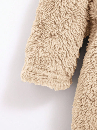 Newborn Baby Boy Cute Bear Embroidery Thickened Bathrobe With 3D Ears And Cinched Waist Autumn Winter
