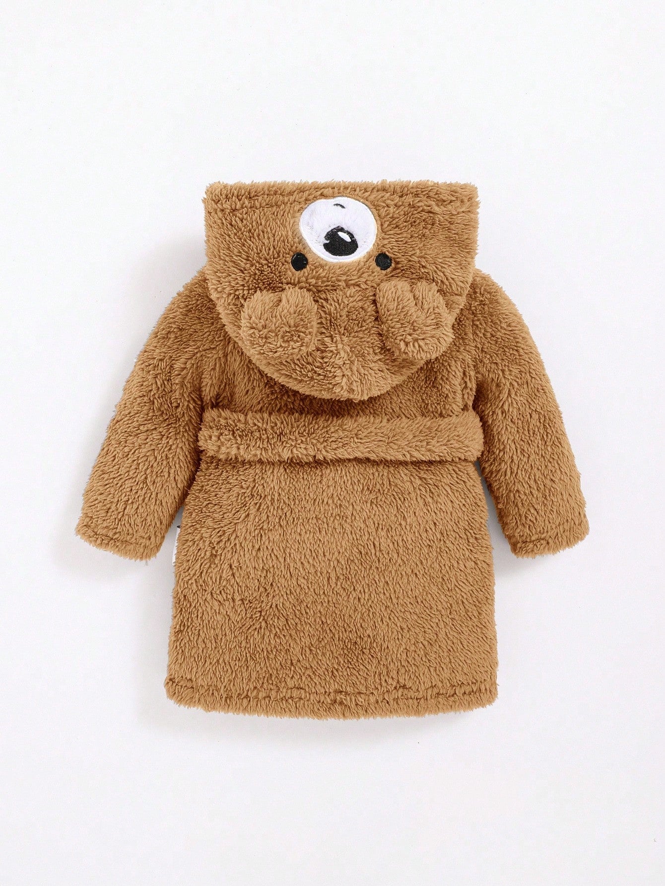 Newborn Baby Boy Cute Bear Embroidery Thickened Bathrobe With 3D Ears And Cinched Waist Autumn Winter