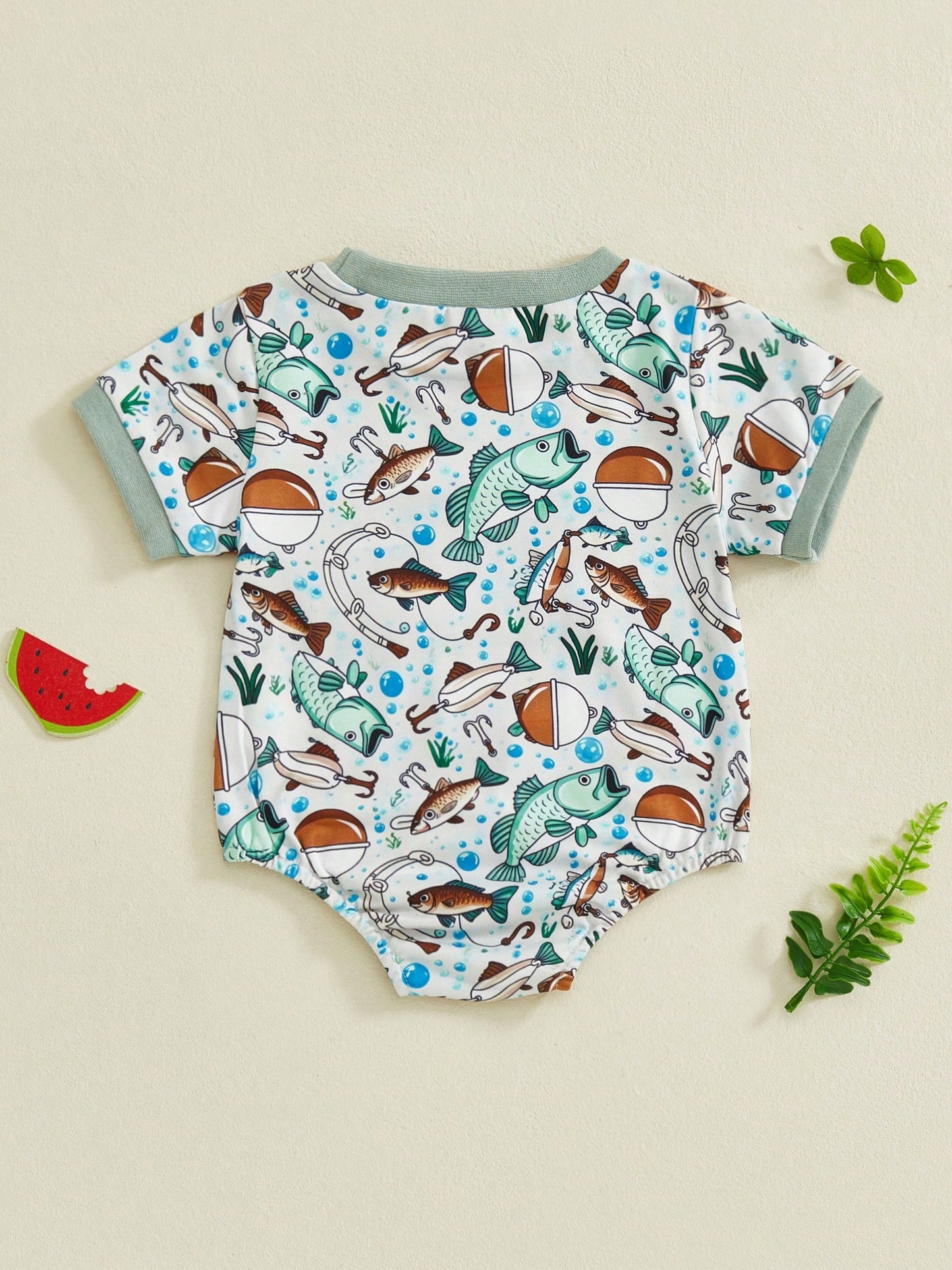 Newborn Baby Boy Fishing Outfit Daddy's Fishing Buddy Romper Short Sleeve Crew Neck Bodysuit Infant Summer Clothes