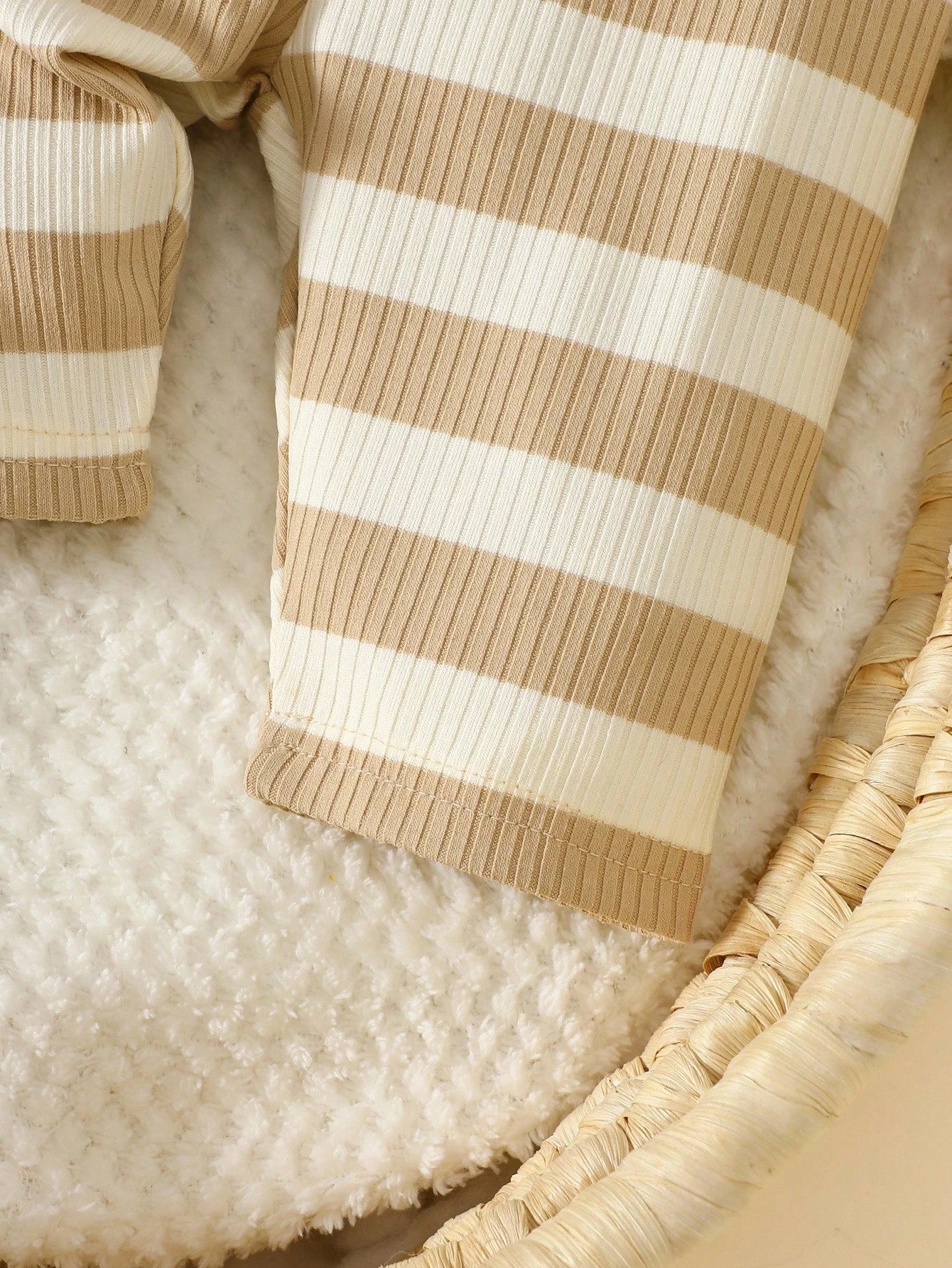 Newborn Baby Boy's Apricot Striped Long-Sleeved Shirt With Pants Set,Embroidered Bear,Blue And White Stripe,Autumn,Cute,Holiday Fashion Casual Outfit