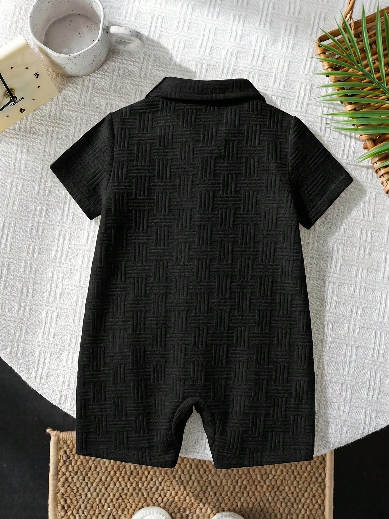 Newborn Baby Boy Summer Cute Knitted Striped Short Sleeve Romper Suitable For Birthday Party Beach, Evening Party, Performance, First Birthday Modest