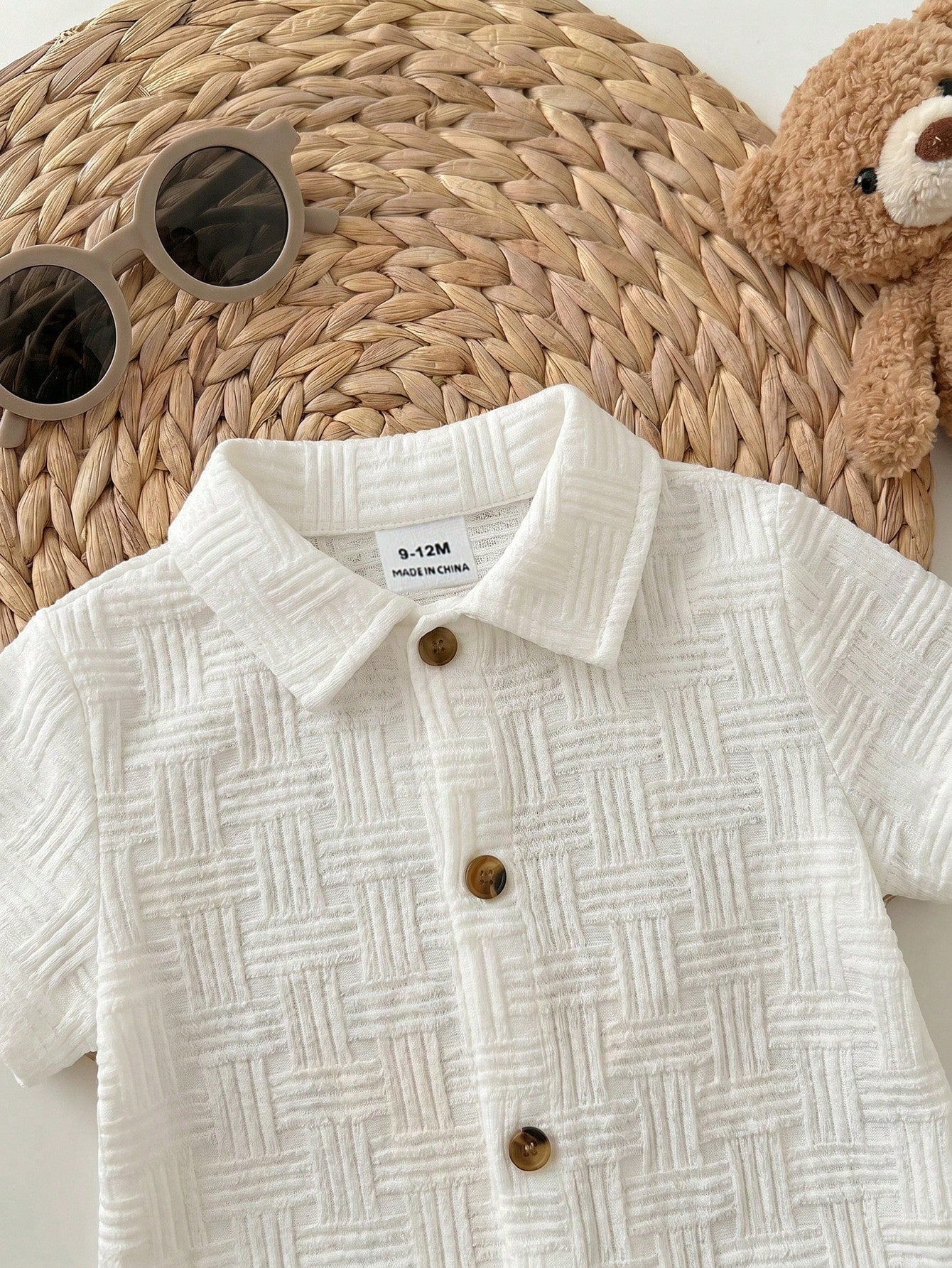 Newborn Baby Boy White Summer Casual Vacation Knitted Striped Short Sleeve Romper,Cute Baptism,Wedding,Birthday Party,Evening Party Outfit,One Month