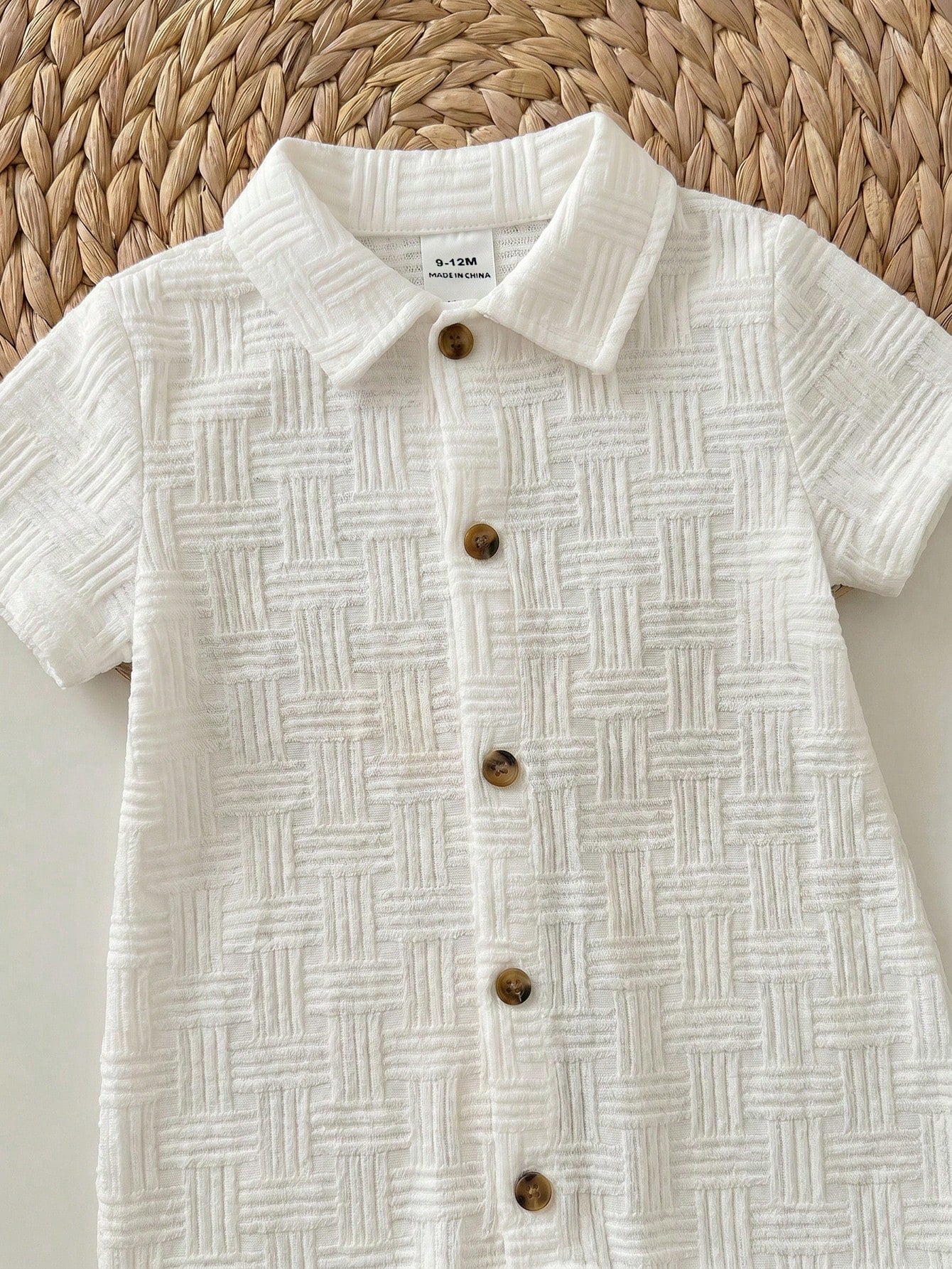 Newborn Baby Boy White Summer Casual Vacation Knitted Striped Short Sleeve Romper,Cute Baptism,Wedding,Birthday Party,Evening Party Outfit,One Month