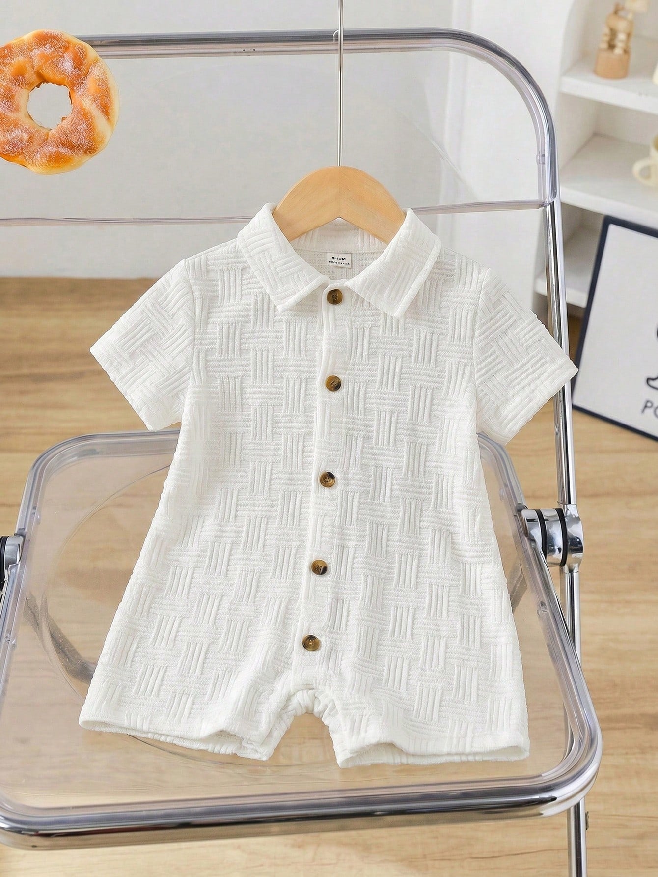Newborn Baby Boy White Summer Casual Vacation Knitted Striped Short Sleeve Romper,Cute Baptism,Wedding,Birthday Party,Evening Party Outfit,One Month