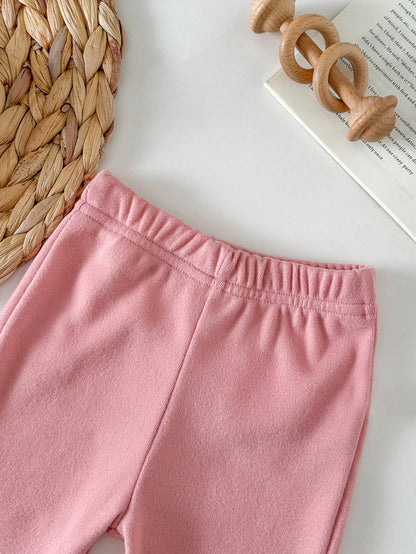 Newborn Baby Girl Casual Sweet 3D Floral Sweatshirt And Ribbed Long Pants Set